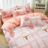 Yeknu  Single duvet cover Printed red quilt cover Thickened plant-cashmere cartoon multicolored bed cover 220x240 double bedding