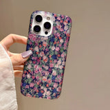 Yeknu  Ins Floral Sparkling Cute Silicone Case For iPhone 16 15 14 13 Pro Max Shockproof Back Cover Soft Glitter Bling 16Pro 15Pro Case