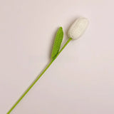 Yeknu  Tulip Artificial Flowers Handmade Crocheted Bouquet Eternal Flowers Birthday Gift for Girlfriend Living Room Decor Faux Fur F...