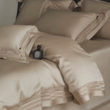 Yeknu 4Pcs Natural Lyocell Eucalyptus Fiber Soft Silky Bedding Set Luxury Embroidery Duvet Cover Bed Sheet/Fitted Sheet Pillowcases
