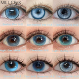 Yeknu  Blue Myopia Contact Lenses for Eyes Color Lenses Cosplay Natural Pupil Beauty Cosmetic Blue Contacts Yearly 2pcs/pair