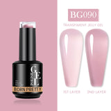 Yeknu  Rubber Base Gel Nail Polish Pink White Base Gel Top Coat Jelly Semi Transparen French Soak Off UV Nail Art Varnish
