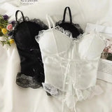 Yeknu  Clothes Blouses Sexy Crop Tops Women Corset Lace Bandage T-shirt Camisole Woman Sling Tank Top Fashion Sleeveless Waistcoat