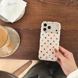 Yeknu  INS Colorful Polka Dot Phone Case For iPhone 13 Case iPhone 15 16 14 17 Pro Max 17 Air Candy Color White Silicone Cover New Year