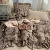 Yeknu  Class A washable Korean version of princess style French lace four-piece bedding three-piece sheet and quilt set set