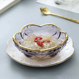 Yeknu  Ice powder bowl creative Japanese bird's nest dessert sugar water white fungus soup tray Phnom Penh cherry blossom glass bowl1Pc