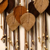 Yeknu  Handmade Boho Leaf Macrame Hanging Tapestry Autumn Maillard Home Room Decoration Accessories Aesthetic Wall Art Holiday Decor