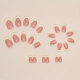 Yeknu  24 PCs Short French Minimalist Nails with 1 Jelly and 1 Nail File
