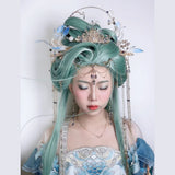 Yeknu  Mint Green Lace Front Wig for Women 26 Inch 13*4 Long Straight Lace Wigs Heat-resistant Synthetic Lace Wigs Natural for Cosplay