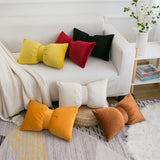 Yeknu Ins Bowknot Waist Pillow Case Cute Princess Soft Velvet Cushion Cover Nordic Sofa Chair Decorative Pillow Cover 30X50Cm