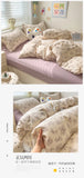Yeknu 2025 new class A knitted cotton four-piece set, small fresh quilt cover, bed sheet floral dormitory three-piece set