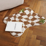 Yeknu  Plaid Irregular Kitchen Rugs Soft Fluffy Tufting  Carpet Rugs Non-Slip Abosrbent Bathroom Floor Mat Bedroom  Toilet Door Carpet