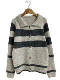 Yeknu  Knitted Autumn Winter Cardigan Women Striped Print Fashion Korean Style Ladies Cardigans Loose Casual Woman Sweater Coats