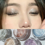 Yeknu  Glitter Eyeshadow Long Lasting Waterproof Eyeshadow Pearlescent Shimmer Body Highlighter Makeup Palette Glitter Eyeshadow Gel