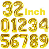 Yeknu  32Inch Number Foil Balloon Rose Gold Silver Digit 0-9 Globos Happy Birthday Party Decor Wedding Anniversary Baby Shower Supplies