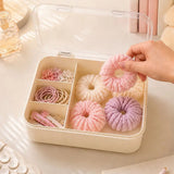 Yeknu  Large Capacity Hair Accessory Storage Box Dust Proof Transparent Desktop Organizer Multifunctional 4 Divided Compartments