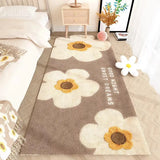 Yeknu  French-Style Fresh and Delicate Rug Home Bedroom Short Pile Rectangular Bedside Rug Stain-Resistant Cream-Colored Rug