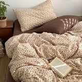 Yeknu  New literary and retro floral super soft wrinkled yarn printing four-piece set, three-piece set for student dormitory