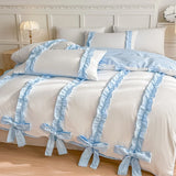 Yeknu  3 Piece Sheet Set  pink bowknot duvet cover Set ， comfortable Bedding Set Bedspread for All Season