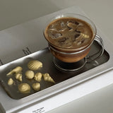 Yeknu  Creative Stainless Steel Stand Coffee Cup Glass Heat-resistant Fair Tea SetinsTrendy Bauhaus Retro Cup