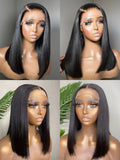 Yeknu  13x4 Lace Front Vietnamese Human Hair Wig Double Drown Short Bob Lace Front Human Hair Wigs Ready to Wear Natural Black Color 20