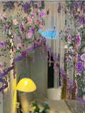 Yeknu  Modern Minimalist Bedroom Atmosphere Sense Half Curtain Lace Embroidery Door Curtain No Punching Corridor Curtain Warmth Insu...