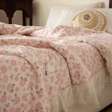 Yeknu  Korean 100% Cotton Summer Quilt 2025 Cool Feeling Quilt Bare Sleeping Skin-Friendly For Women Romantic Bedroom Decor Queen Size