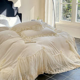 Yeknu  3 Piece Sheet Set  White Lace duvet cover Set ， comfortable breath fabric Bedding Set Bedspread for All Season