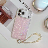 Yeknu  Holographic Heart Silicone Phone Case For iPhone 17 ProMax 17 15 16 13 14 12 Air 11 Case Funda Sparkling Rhinestone Camera Frame