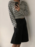 Yeknu  Autumn Pullover Knitted T-Shirts Women Striped Print Fashion Casual Loose Ladies Blouses Korean Style Woman Sweaters Tops