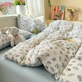 Yeknu  Ins Single Double Queen Size Duvet Cover Flat Sheet Pillowcase Girls Home Totel Bed Linens bedding sets and components