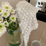 Lace flower elegant temperament lace female flower white sweet triangle scarf thin breathable ribbon artistic style travel photo