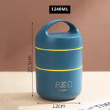 Yeknu  1590ml Large Capacity Stainless Steel 304 Lunch Box Leak-Proof Multilayer Thermal Bento Box Adult Student Soup Food Container