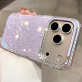 Yeknu  Fashion Bling Glitter Shell Pattern Phone Case For iPhone 13 14 15 16 17 Pro Max Soft IMD Shockproof Anti-Scratch Diamond Cover