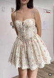 Yeknu  New Summer Sleeveless V-neck Suspender Dresses Women's Blueprint Knitted Dress Casual Boho Beach Mini Dress