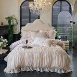Yeknu 100% Tencel Bedding Set 60s Lace Flat Sheet Set With Pillowcase Queen King Double Size Bare Sleeping Skin-Friendly Bed Linen Set