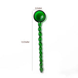 Yeknu  Cute Spiral Handle Glass Spoon Borosilicate Heat-resistant Coffee Mixing Spoon DessertI Ice Cream Spoon Largesoup Spoon