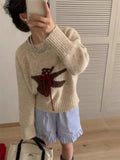 Yeknu  Deeptown Kawaii Women Cropped Sweaters Sweet Harajuku Cartoon Knitted Pullovers Korean Style Cute Autumn Winter Oversize Sweater