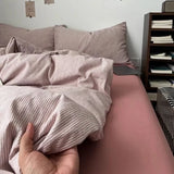 Yeknu  Ins Nordic Bedding Set Plaid Striped Duvet Cover Set Soft Flat Sheets Set 2 Pillowcases Single Twin Full Queen Size Simple Style