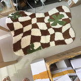 Yeknu  Plaid Irregular Kitchen Rugs Soft Fluffy Tufting  Carpet Rugs Non-Slip Abosrbent Bathroom Floor Mat Bedroom  Toilet Door Carpet