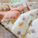 Yeknu  Class A super soft jacquard cloud yarn cotton four-piece set, bed sheet, bed hat, quilt cover, student dormitory bed