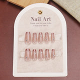 Yeknu  24pcs Phnom Penh Cat's Eye Press on Nail Gem Light Pink Artificial Fake Nails Seamless Removable False Nail