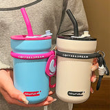Yeknu  580ml Fashion Stainless Steel 316 Coffee Mug With Straw Large Capacity Leak-Proof  Vacuum Flask Cold Drink Bottle Travel Tumbler
