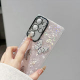 Yeknu  Butterfly Pearl Silicone Phone Case For Samsung S25 Ultra S24 Ultra A56 A55 A17 A07 A36 S23 FE A16 A15 A06 S24 FE Cover Funda