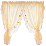 Yeknu  French Creamy Sheer Curtains for Living Room Girls Bedroom Lac Tulle Customized Half Curtains for Door Kitchen Window Treatment