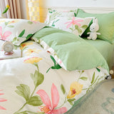 Yeknu Bedding Set 100% Cotton Bed Linen Set Floral Style Bedclothes Skin-friendly Bedsheet Set for Home Duvet Cover Set