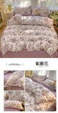 Yeknu Ins Bedding Set Purple Love Stripe Double Layer Yarn Four Piece Dormitory Girl Heart Bed Sheet And Quilt Set Washed Cotton