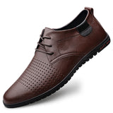 Yeknu  Summer New Business Soft Soled Shoes for Men Pointed Punching Breathable Casual Shoes Comfortable Wedding Shoes