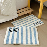 Yeknu  Funny Tufting Eyes Bedroom Rug Stripe Bathroom Mat Tidy Bedside Carpet Foot Pad Bathmat Doormat Aesthetic Home Room Decor