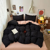 Yeknu  New plaid printing retro cloud double-layer yarn four-piece set, bedding, student dormitory single 3-piece set